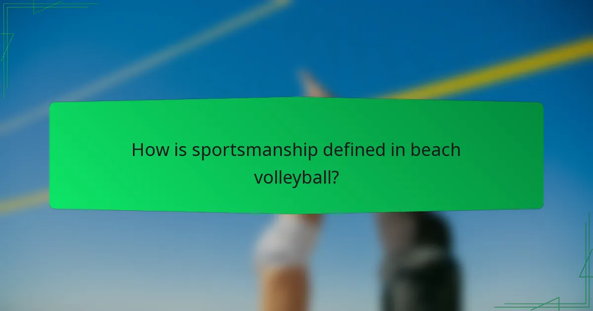 How is sportsmanship defined in beach volleyball?