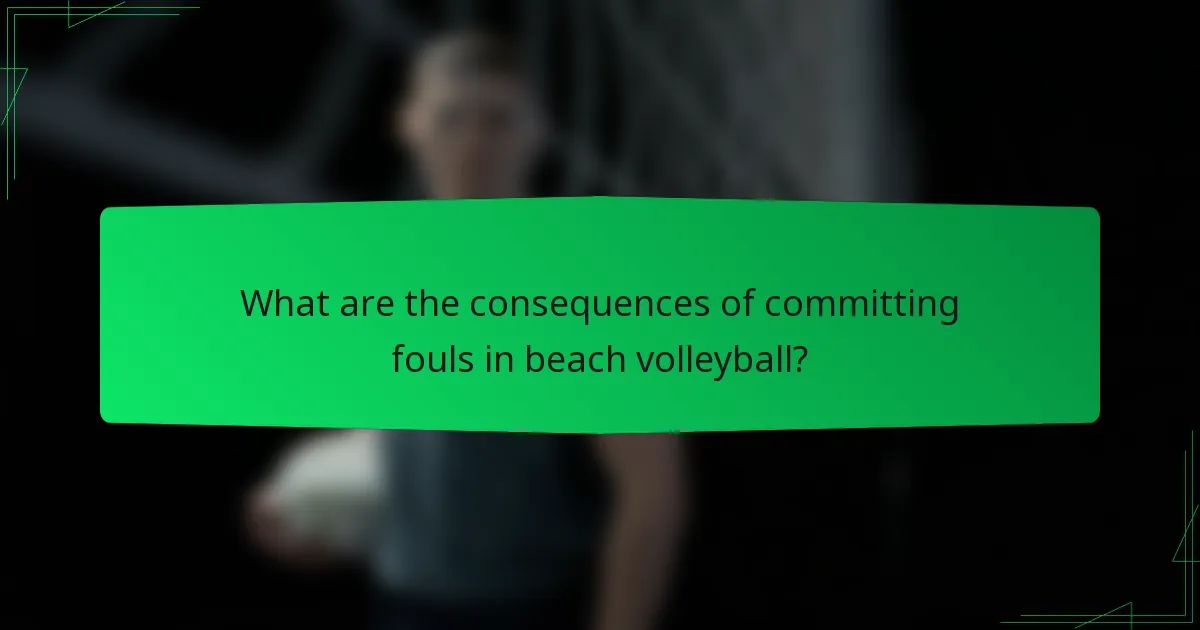 What are the consequences of committing fouls in beach volleyball?