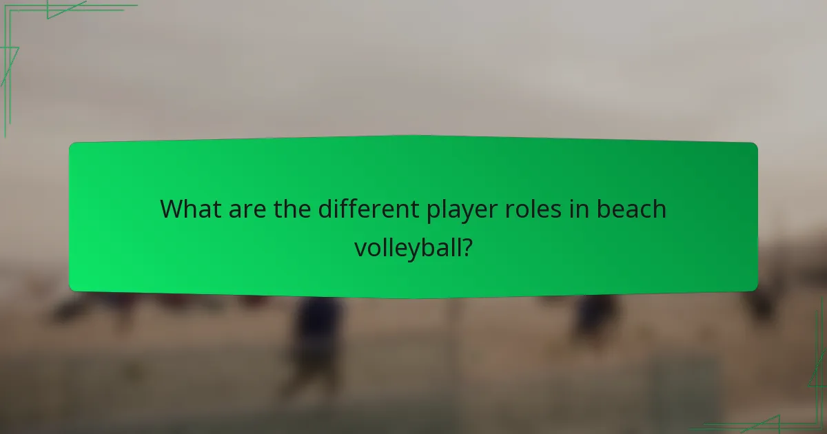 What are the different player roles in beach volleyball?
